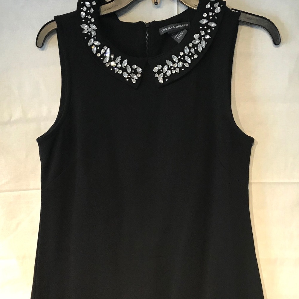 Little black dress with an accent collar